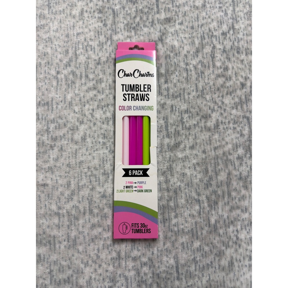 CharCharms Color Changing Tumbler Straws 6 Pack for 30oz Tumblers NIB